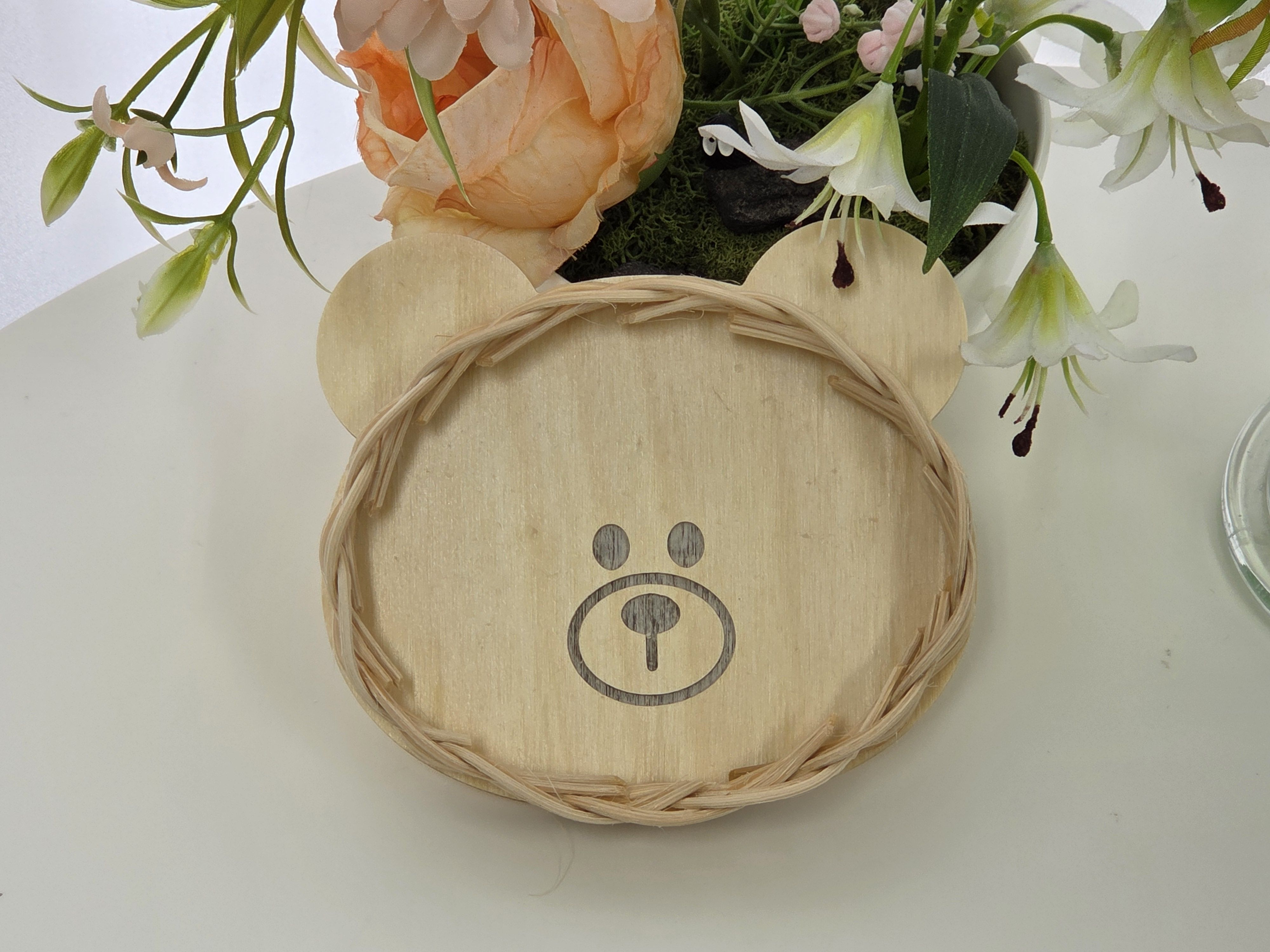 곰돌이 라탄 트레이